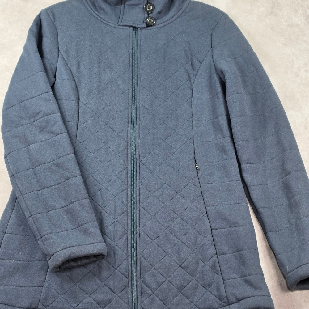 The North Face Quilted Jacket Womens Medium Blue Excellent Fleece Lined Zip Up